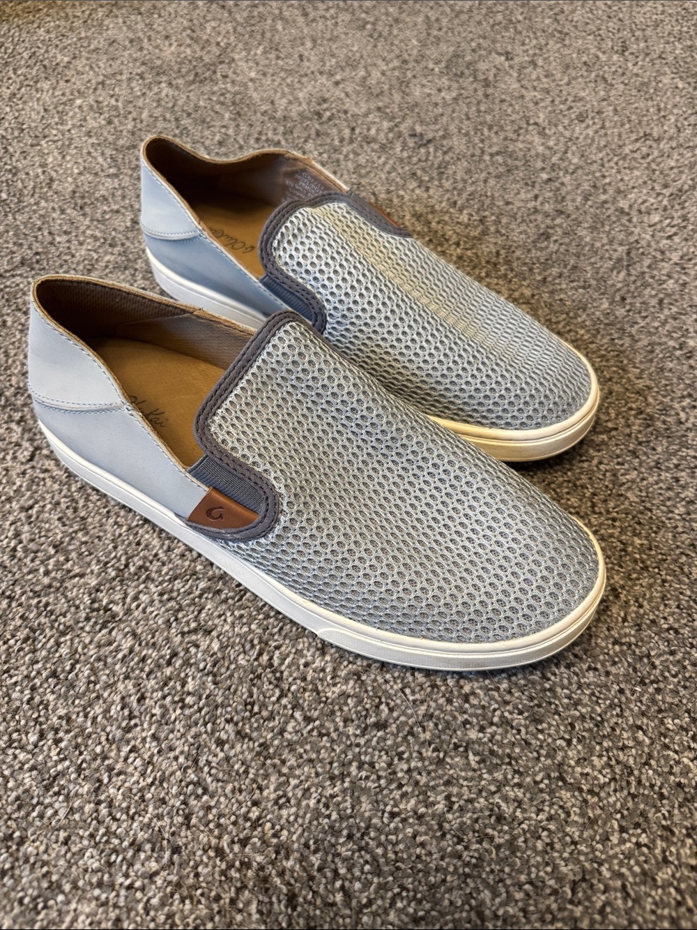 Olukai women’s Light Blue grey Slip-On Mesh Loafers